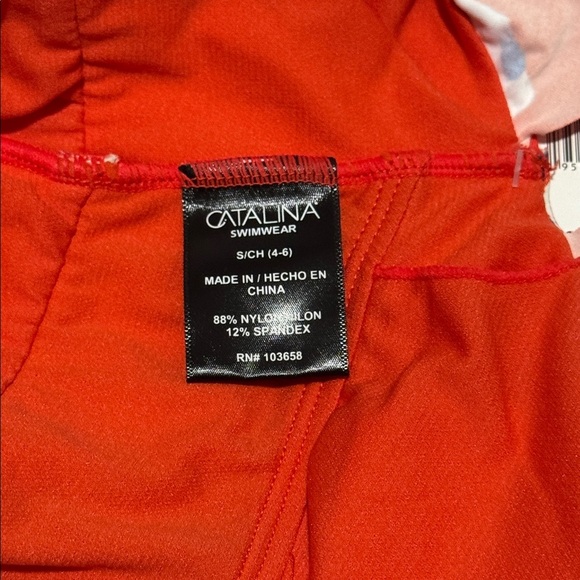 New Catalina Tropical One Piece Red Floral Swimsuit Padded Size 4/6 Small - Picture 5 of 5